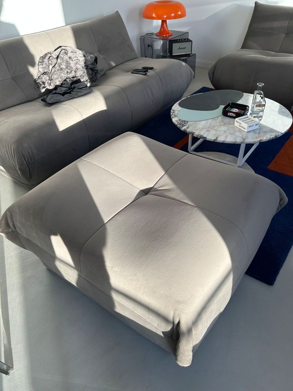 Pouf Velours SIA HOME gris Meubles