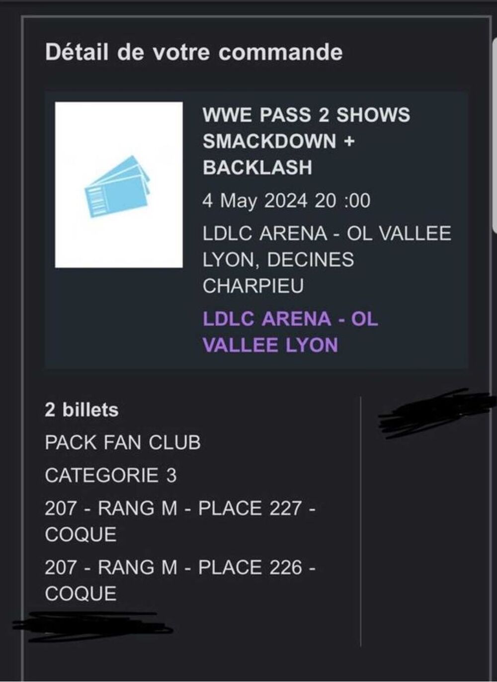 WWE Backlash &amp; Smackdown Billetterie