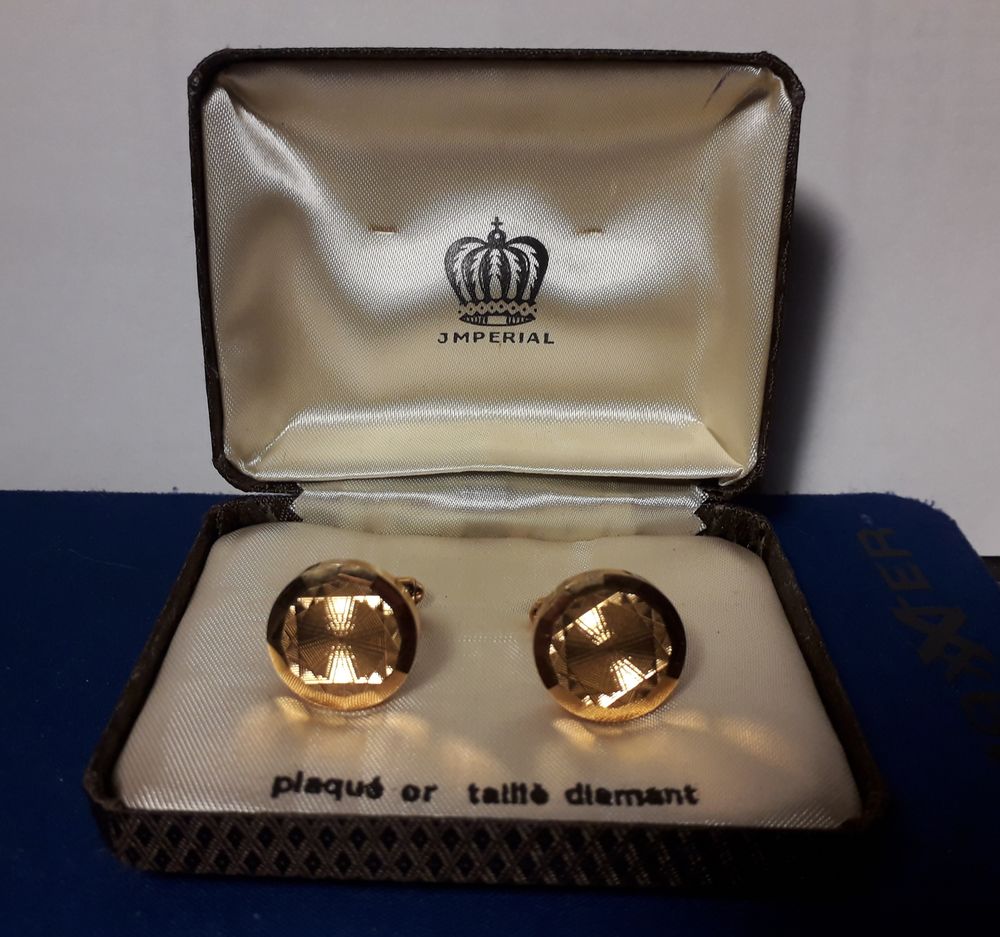 Coffret de boutons de manchette Imp&eacute;rial en plaqu&eacute; or Bijoux et montres