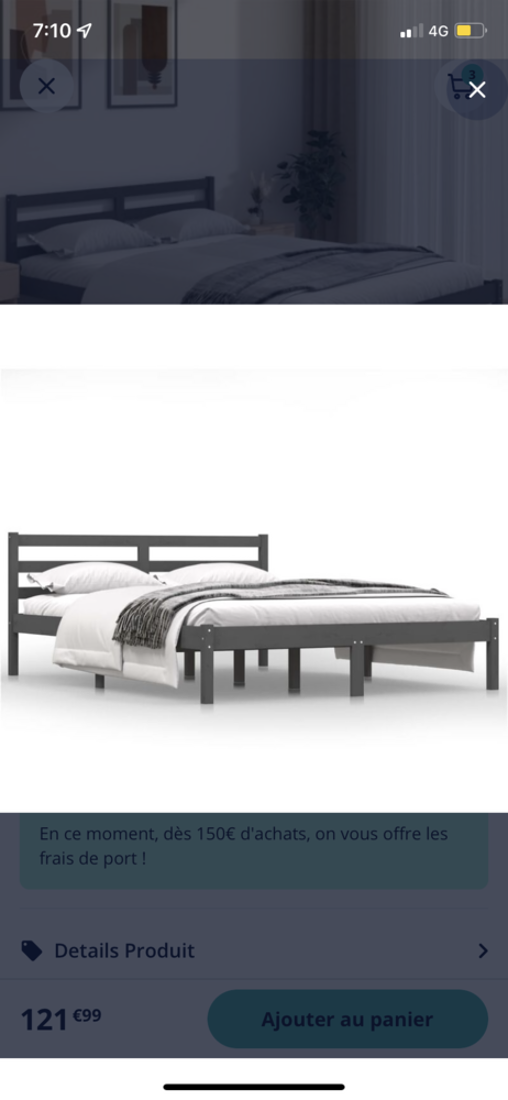 Lit 140X190 avec sommier int&eacute;gr&eacute; Meubles
