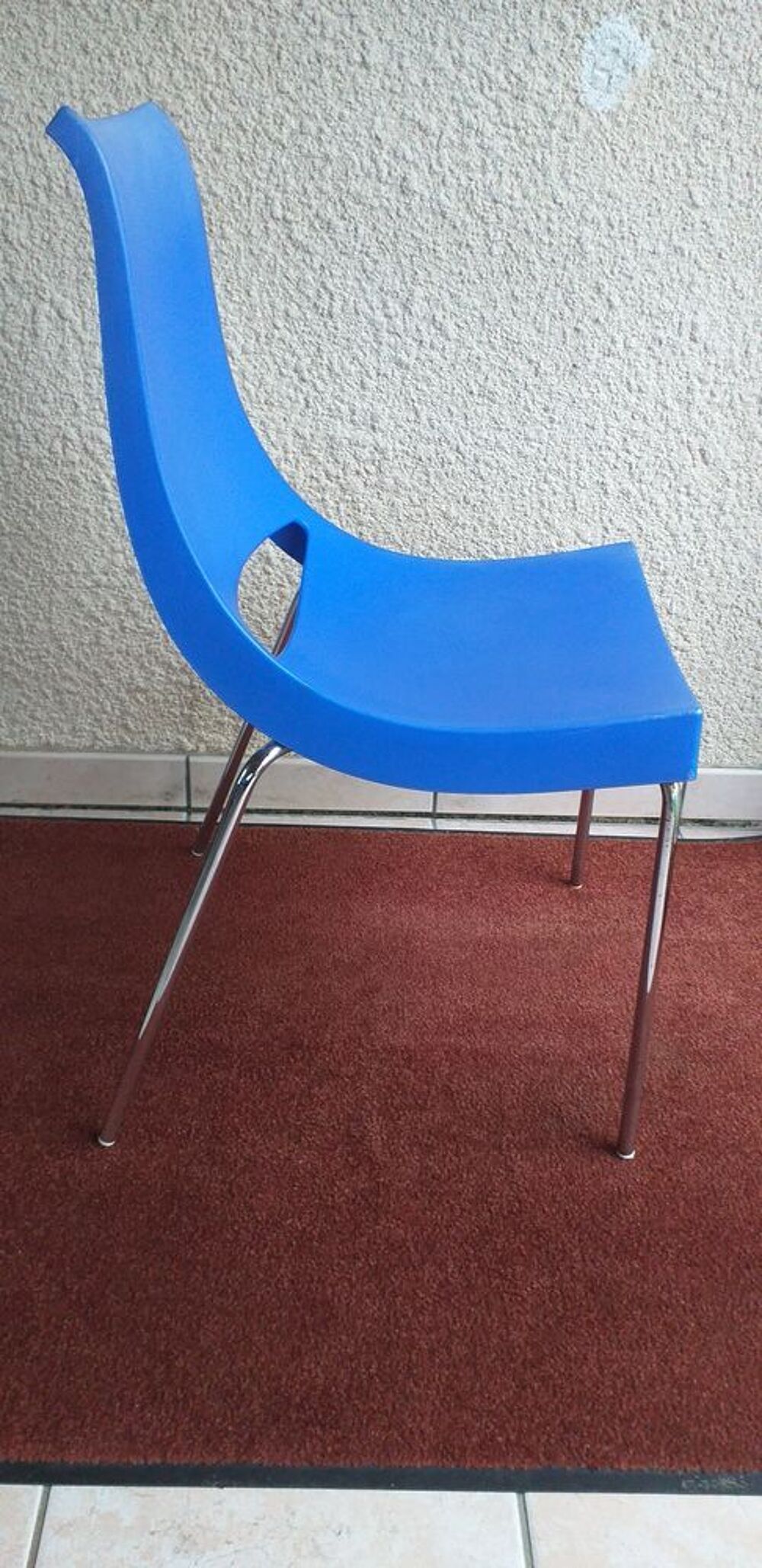 Lot de 4 chaises de cuisine PVC bleu empilables Meubles