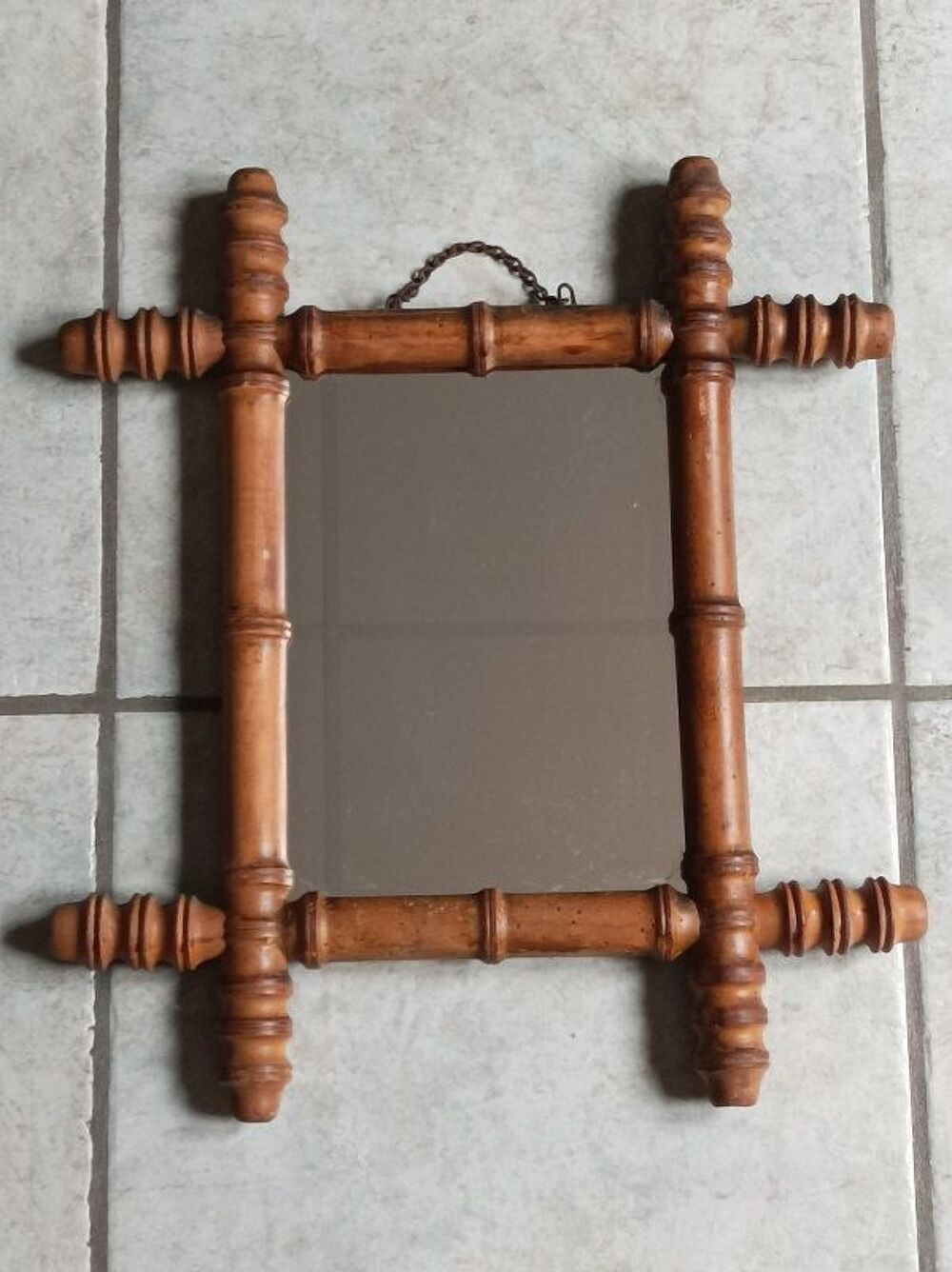 Miroir Cadre bois bambou vernis patin&eacute; dpm 0923031 ancien v Décoration