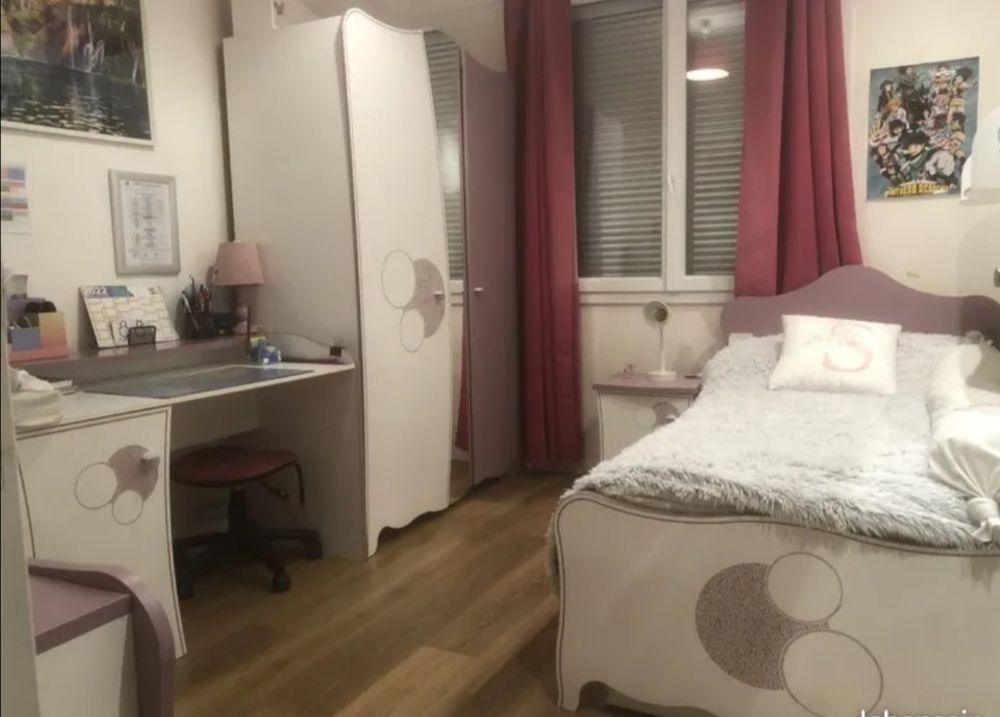 Chambre fille compl&egrave;te blanc et rose Meubles