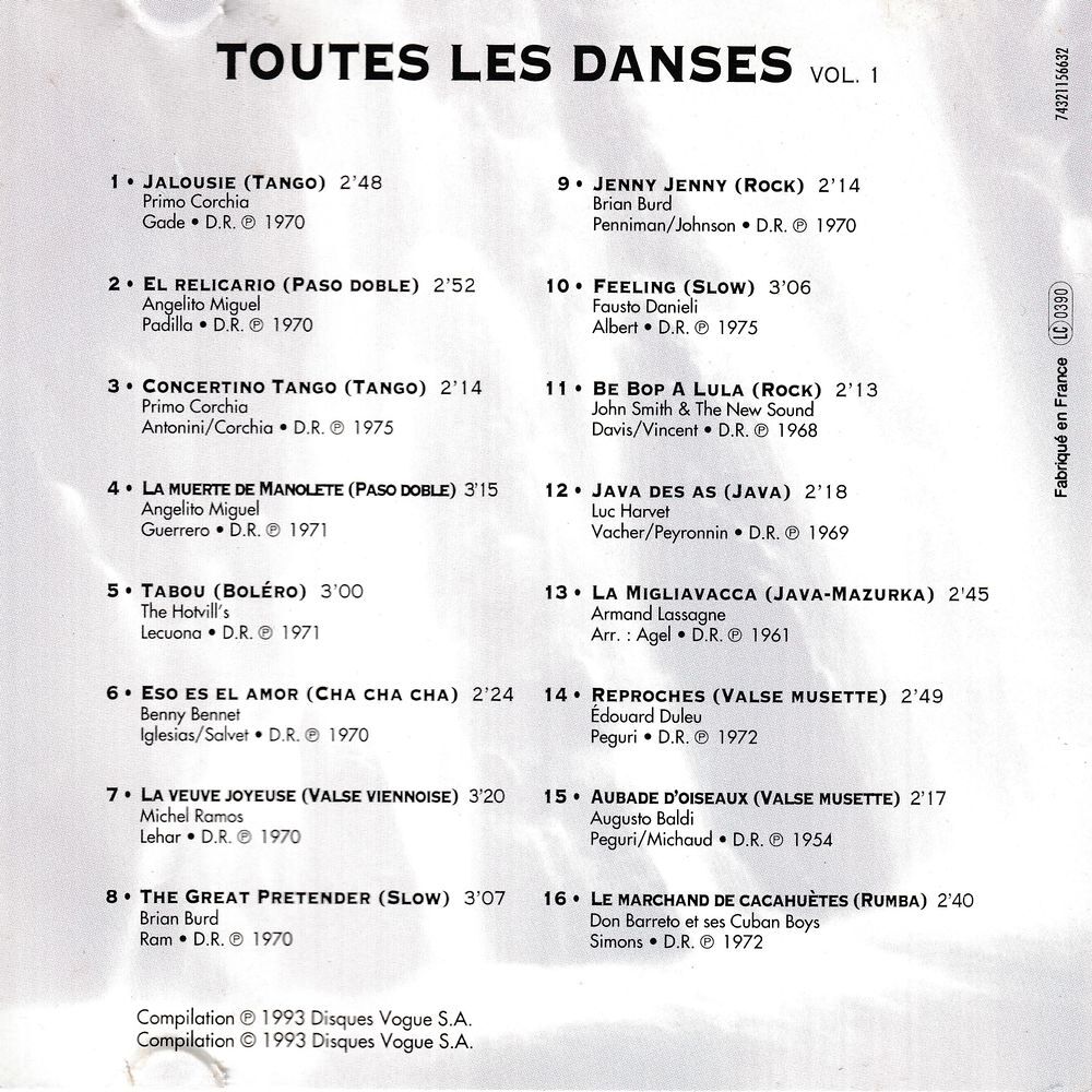 CD Toutes Les Danses Volume 1 CD et vinyles