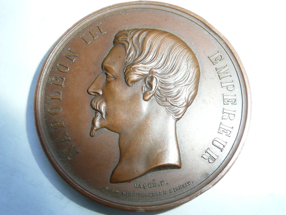 M&eacute;daille Napol&eacute;on III T&ecirc;te nue 1854 en cuivre 