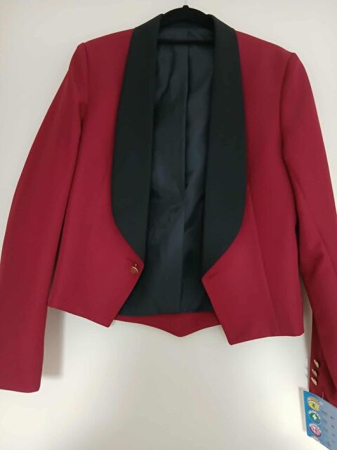 Veste spencer neuve taille 52 rouge col satin noir N�1422 10 Beaune (21)