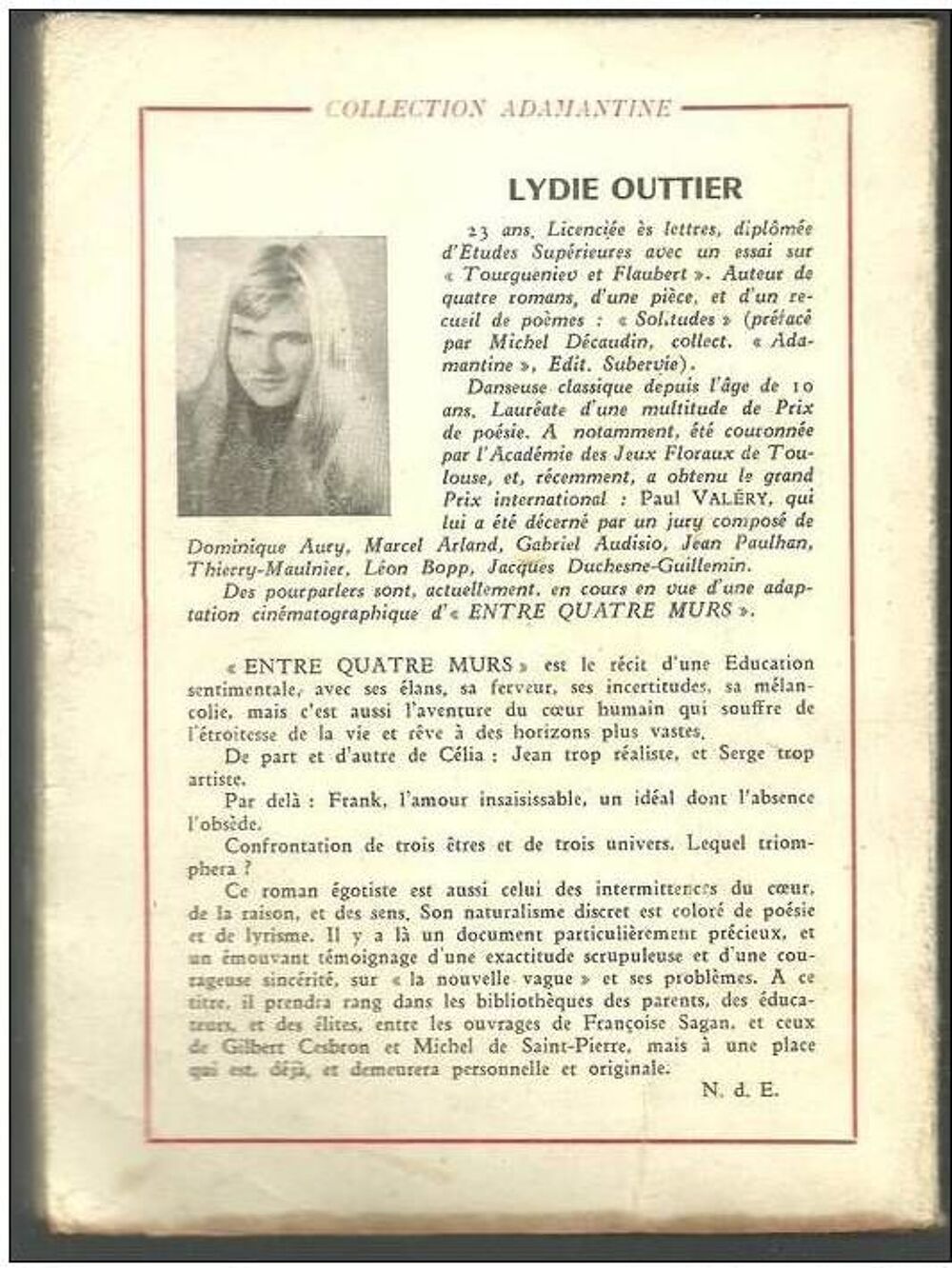 Lydie OUTTIER - Entre quatre murs Livres et BD