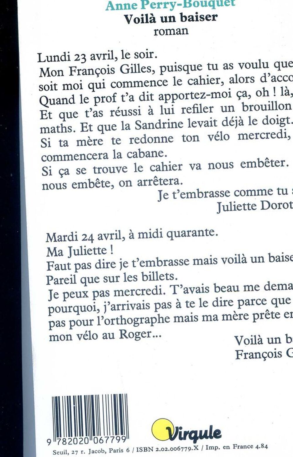 Voil&agrave; un baiser - Anne Perry-Bouquet, Livres et BD