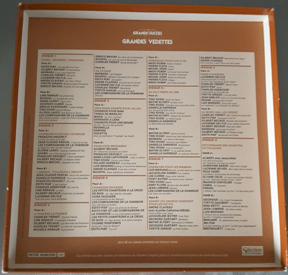 Coffret de 9 disques vinyles 33 tours ? Grands succ&egrave;s CD et vinyles