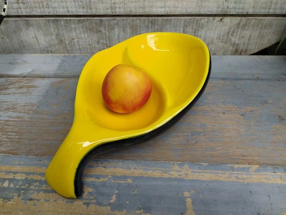 Coupe C&eacute;ramique Noir Jaune Vintage Style Chambost Dcoration