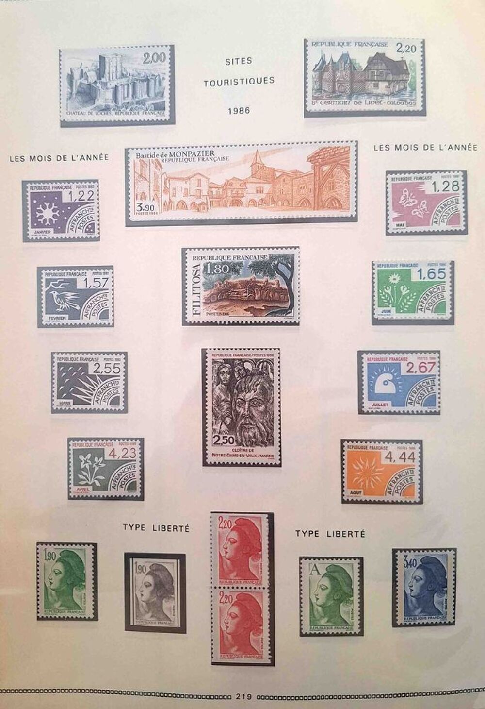 S&eacute;rie de timbres de collection de France F6 