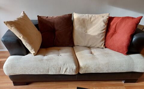 CANAPE CUIR ET ASSISE TISSU 170 Clichy (92)