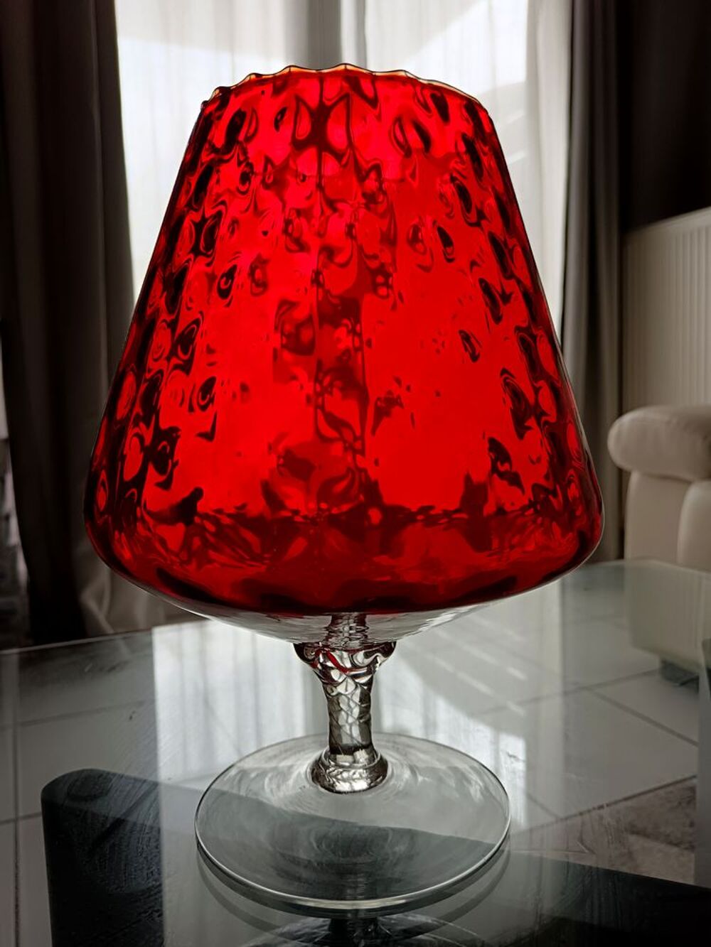 Magnifique verre vase rouge - Verrerie Italienne Décoration
