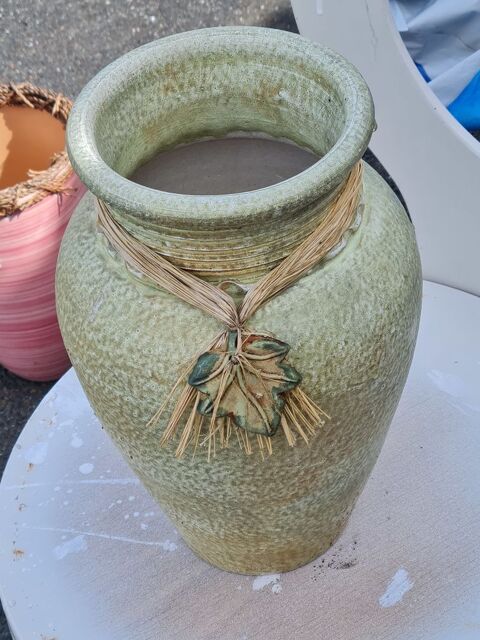Vase couleur vert eau avec finition collier tress  20 Aytr (17)