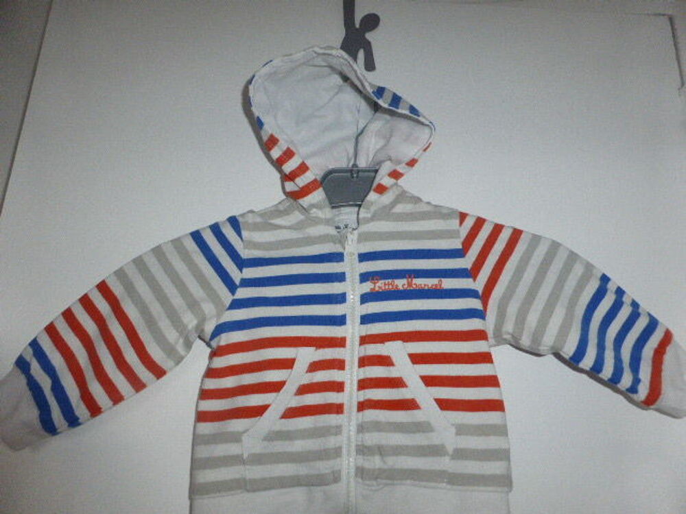 Little Marcel gilet coton capuche ray&eacute; 9 - 12 mois Vêtements enfants