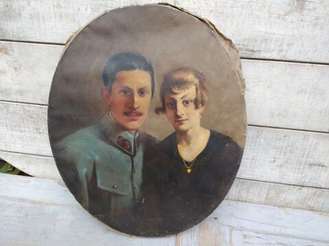 Tableau Zacharie Baton Couple Militaire Régiment 14-18 200 Loches (37)