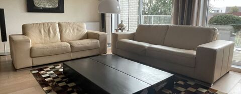 Ensemble (ou � l'unit�) salon 2 canap�s cuir vachette 1199 Marcq-en-Bar�ul (59)