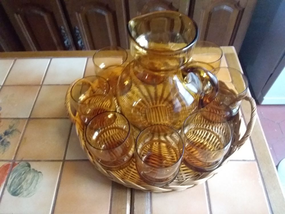 SERVICE A ORANGEADE AVEC PLATEAU OSIER Vintage Cuisine