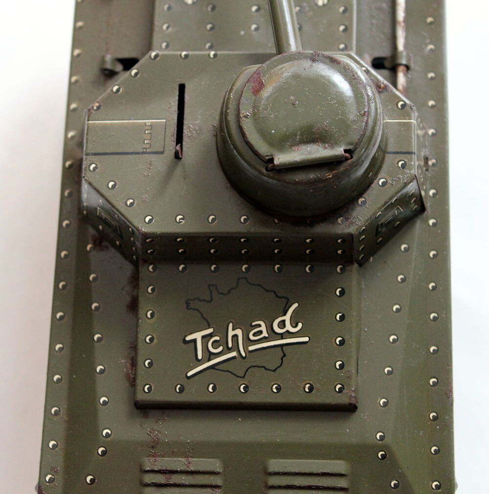 Tank jouet t&ocirc;le &agrave; clef JOUSTRA Tchad n&deg;10 vers 1960 Jeux / jouets