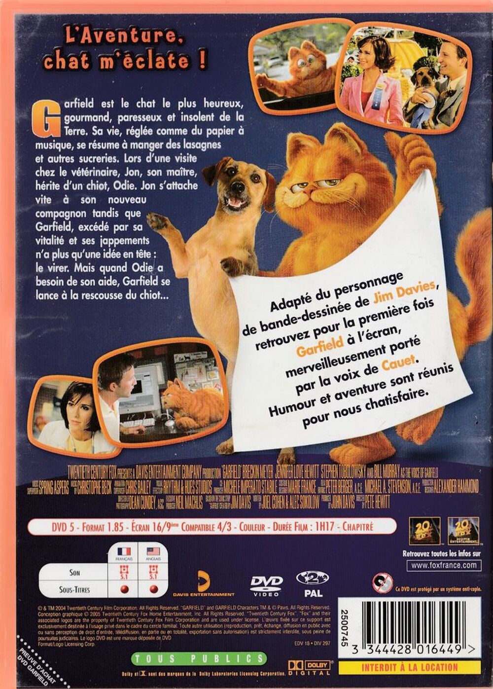 Garfield le film DVD et blu-ray