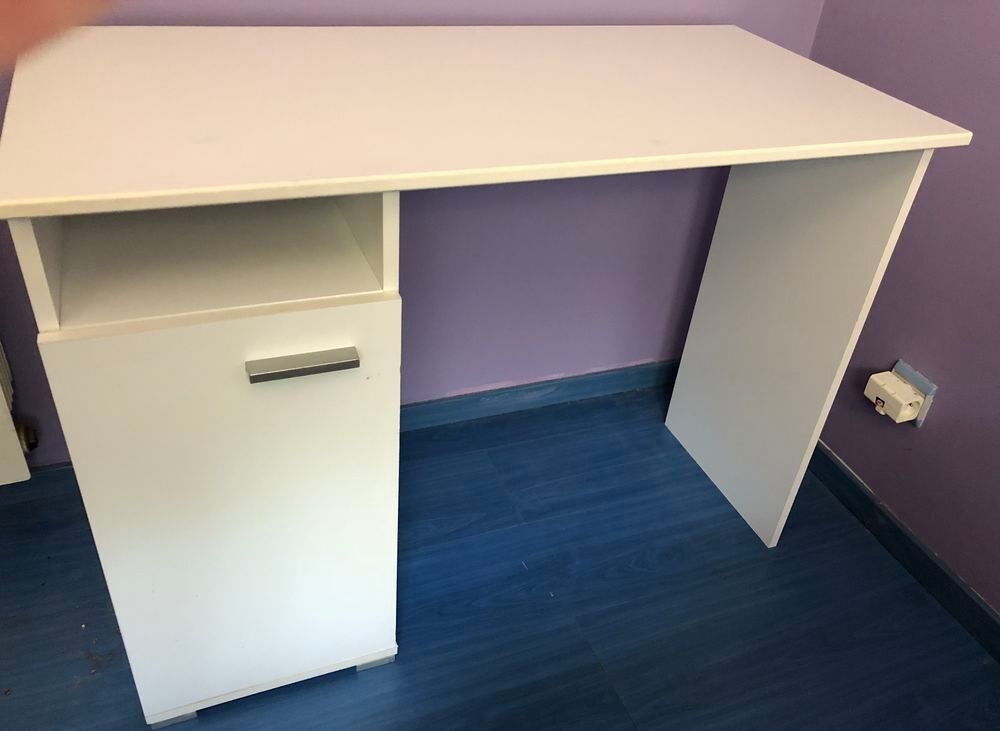 bureau blanc bois Meubles