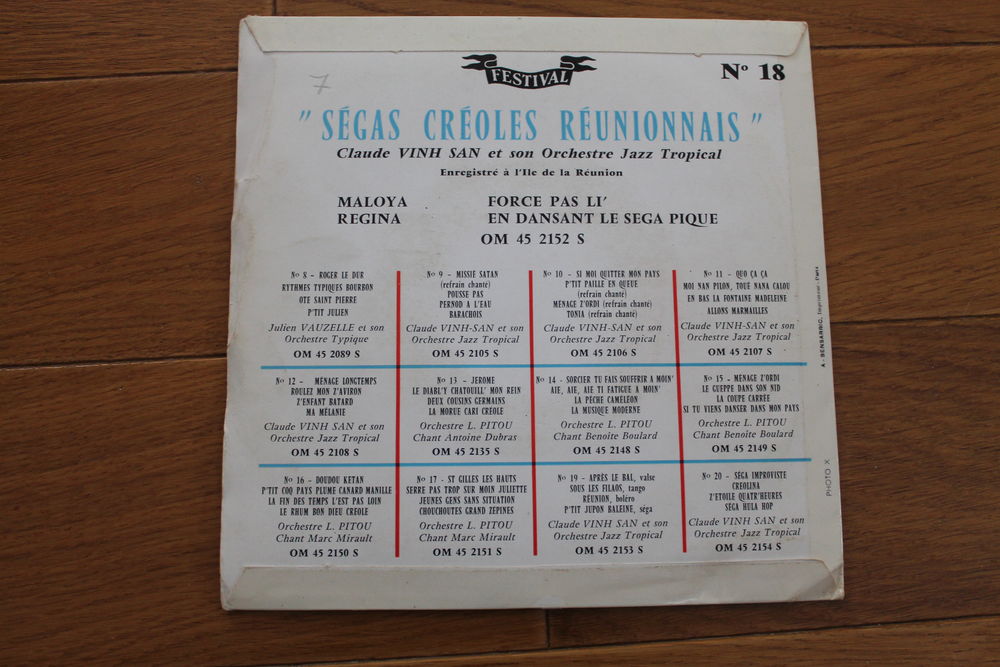 DISQUE VINYLE SEGAS CREOLES REUNIONNAIS CD et vinyles