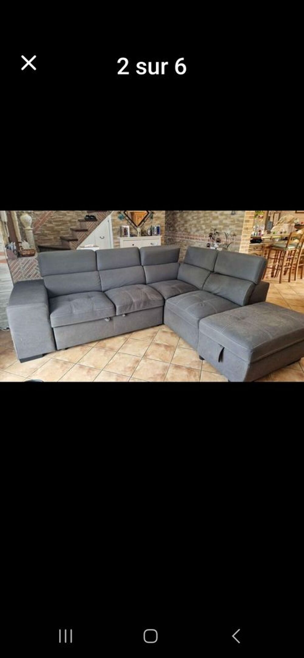 Canap&eacute; premium confort tissu gris gauche Meubles