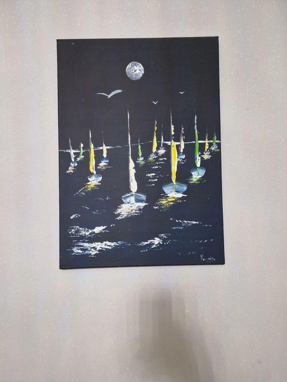 Tableau peinture main marine noire Décoration