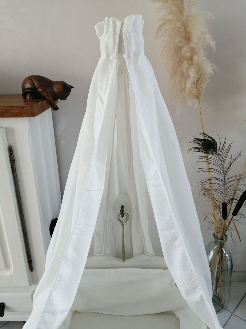 Berceau b&eacute;b&eacute; blanc en BOIS avec roulettes Puriculture