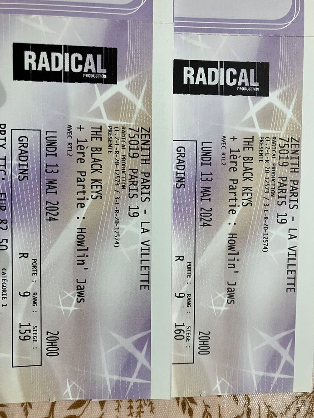2 places concert The Black Keys 13 mai z&eacute;nith cat&eacute;gorie 1 Billetterie