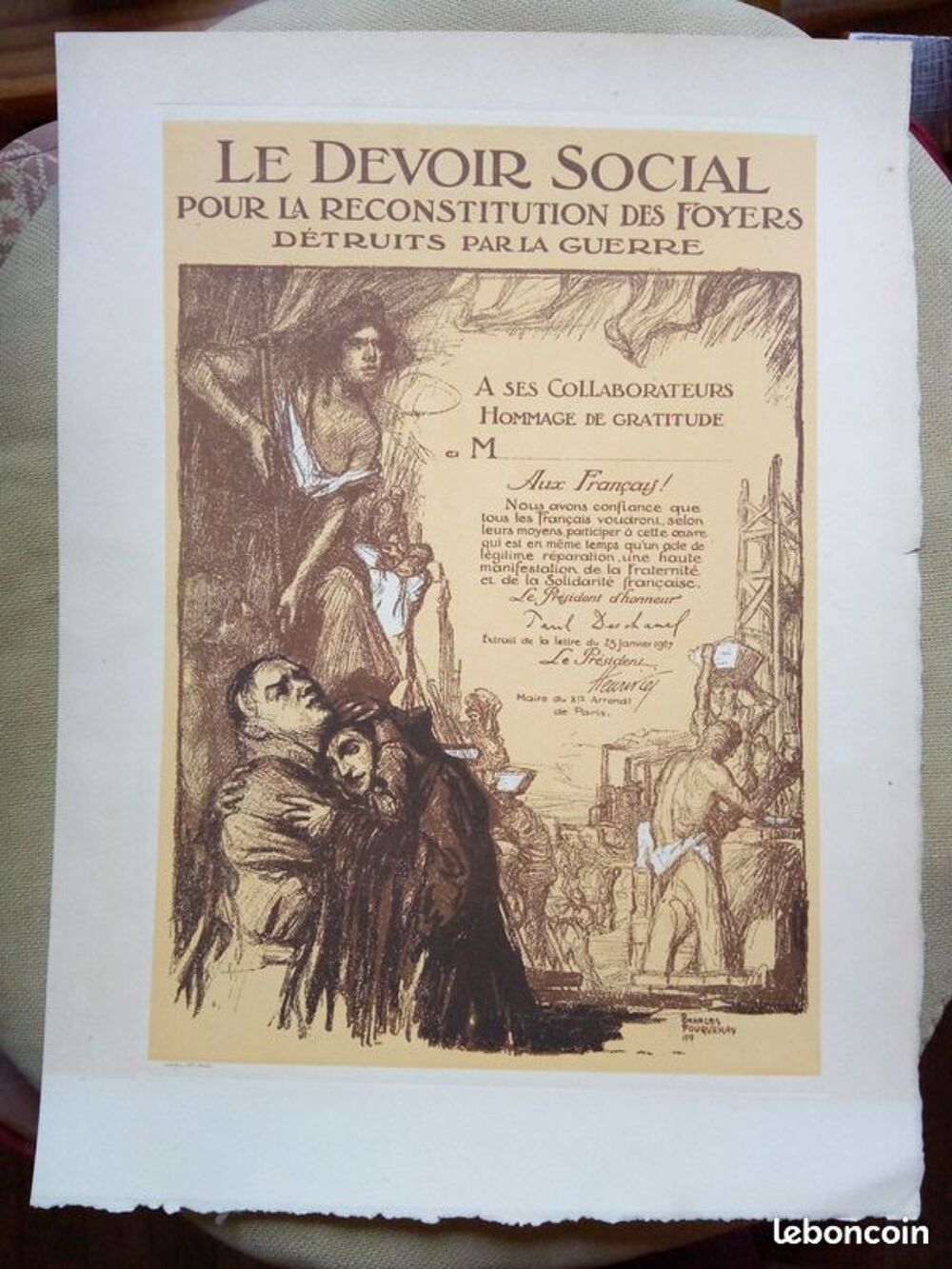 Lithographie Le Devoir social 
