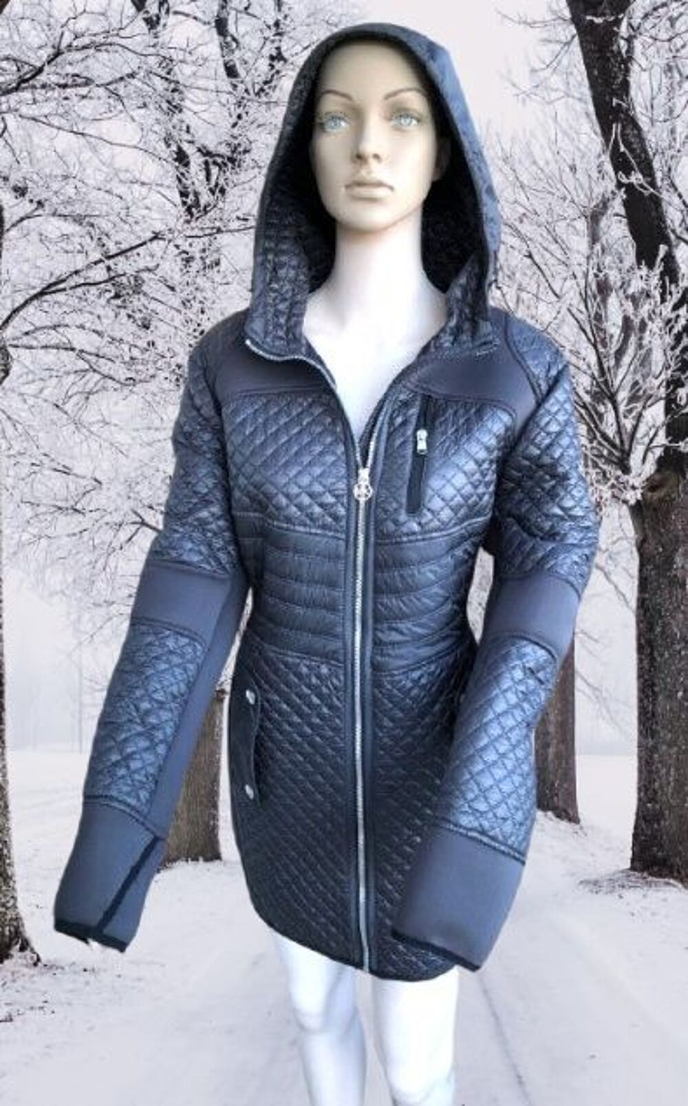 MICHAEL KORS - MANTEAU A CAPUCHE FEMME NOIR MATELASS&Eacute; Vtements