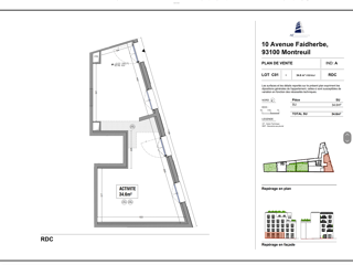   Local d'activité neuf de 34,6 m² ? Avenue Faidherbe Montreui Montreuil