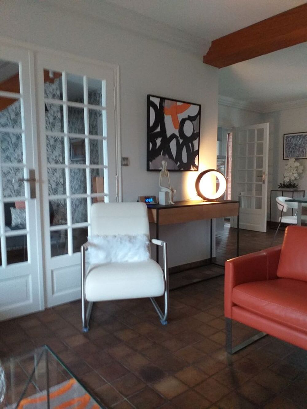 FAUTEUIL MODERNE BLANC SIMILICUIR ET CHROME Meubles