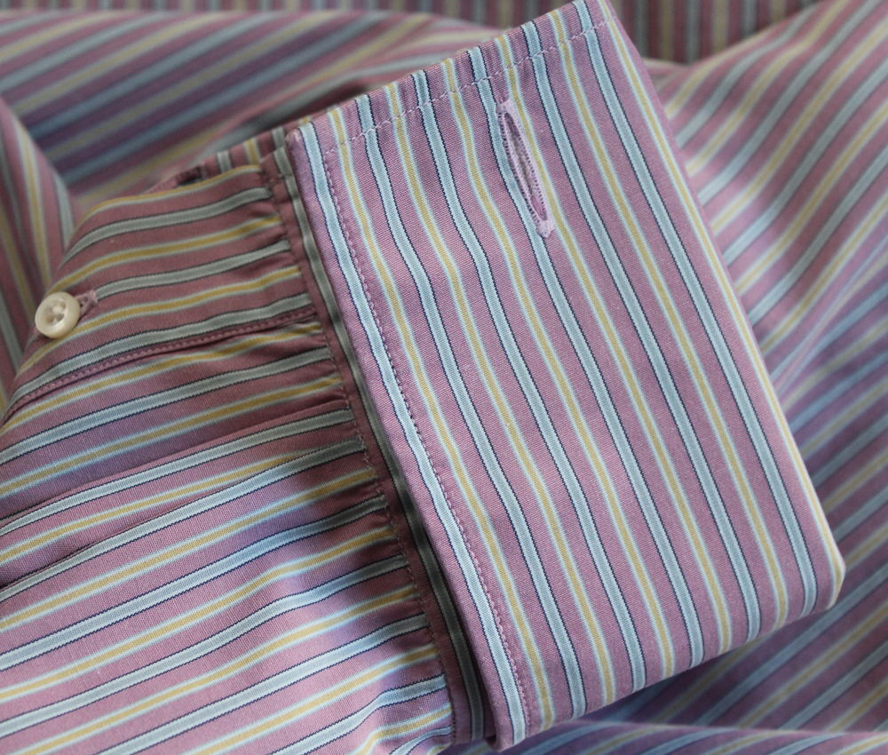 Chemise ray&eacute;e CHARVET T.40 
coton ray&eacute; rose bleu et beige Vêtements