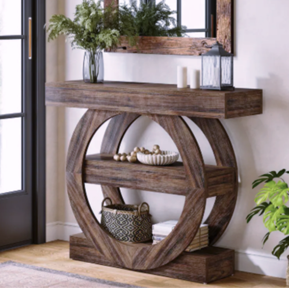 Console en bois sculpt&eacute; ? design circulaire &amp; &eacute;quilibre natu Meubles