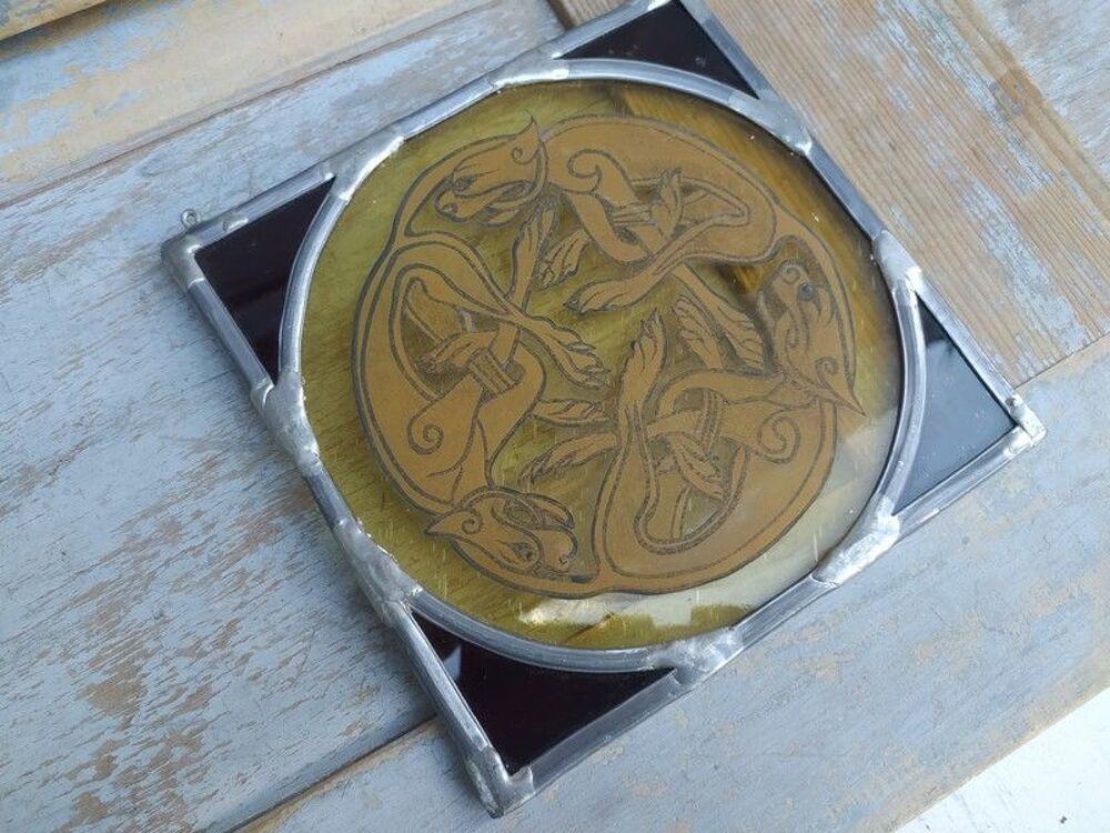Vitrail Celtique Chiens Entrelacs Celtic Glass Artworks 
