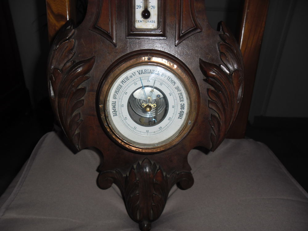 Pendule barom&egrave;tre ancienne murale en bois Meubles