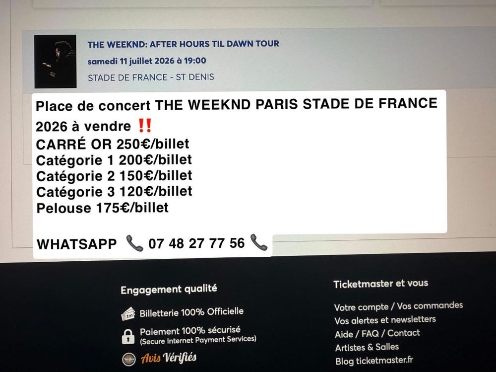 concert the weeknd 2026 Billetterie