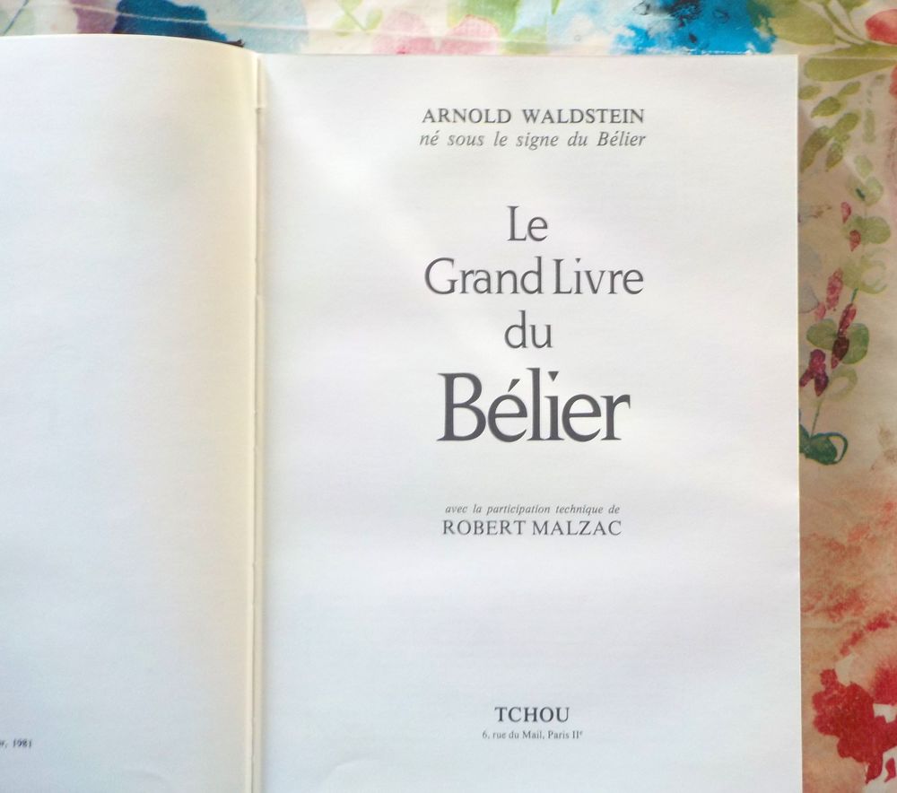 LE GRAND LIVRE DU BELIER par A. WALDSTEIN Ed. Tchou Livres et BD