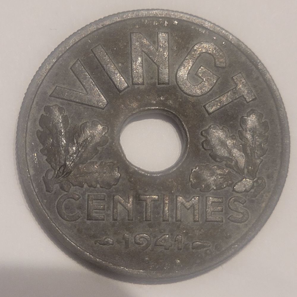 RARES PI&Egrave;CES 1941 1 FRANC 1941 / 20 CENTIMES 