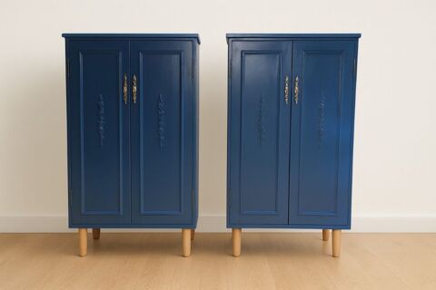 Meubles bois rnovs - 2 Commodes bleues sur pieds 400 Limay (78)