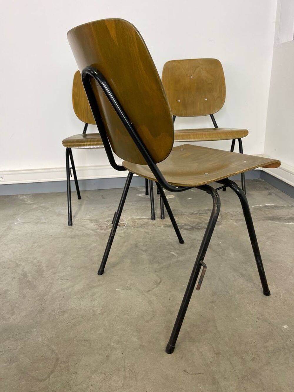 Lot de 3 chaises &eacute;cole ann&eacute;es 70 Pays-Bas Meubles