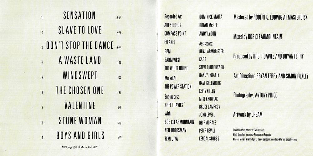 CD Bryan Ferry - Boys And Girls CD et vinyles