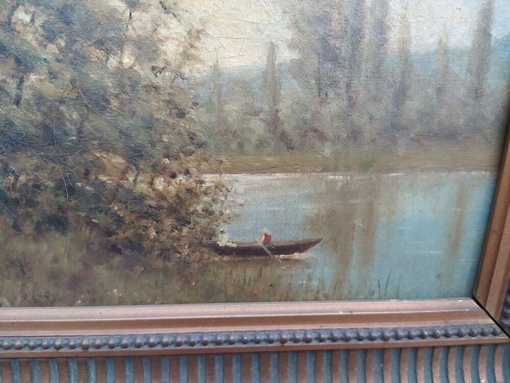 Tableau &Eacute;cole de Barbizon Paysage Lacustre sign&eacute; Furst Décoration