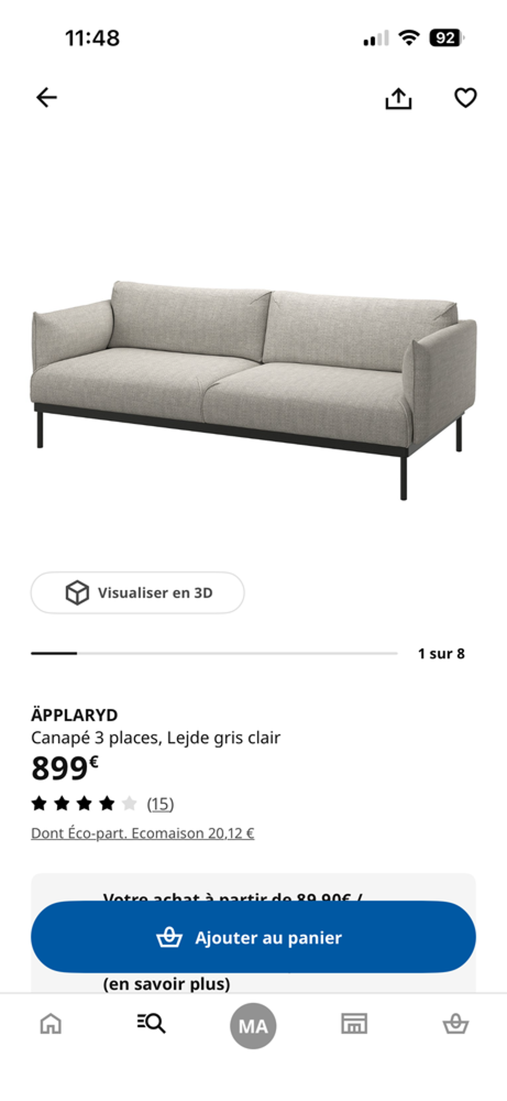Lot de 2 canap&eacute; 3 places Meubles