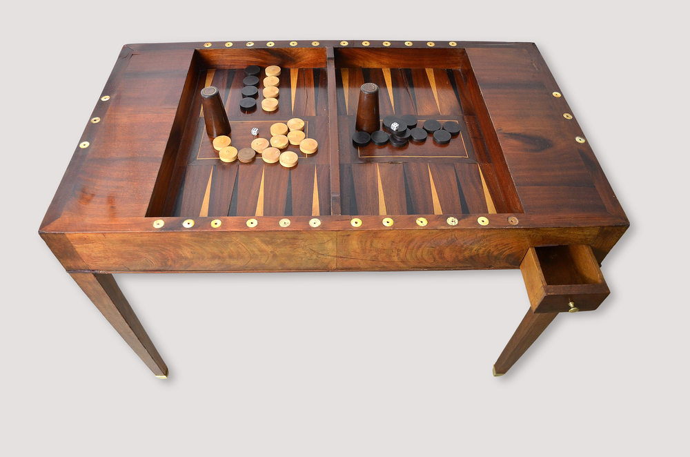 Table &agrave; jeux tric-trac en acajou style Louis XVI Meubles