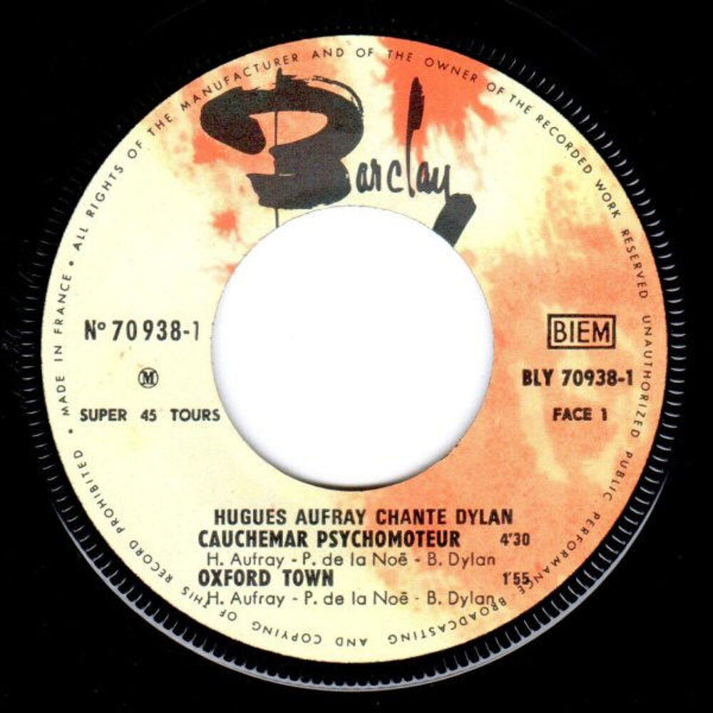 Hugues Aufray ? Chante Dylan ? Barclay ? 1966 CD et vinyles