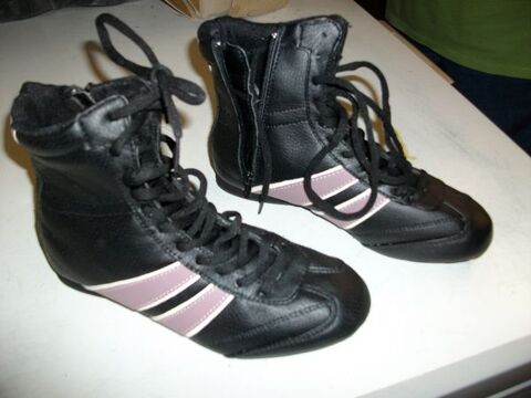 Basket hautes Noir bandes Rose � tirette+lacet-pt 38 � 8 � 8 Bouxwiller (67)