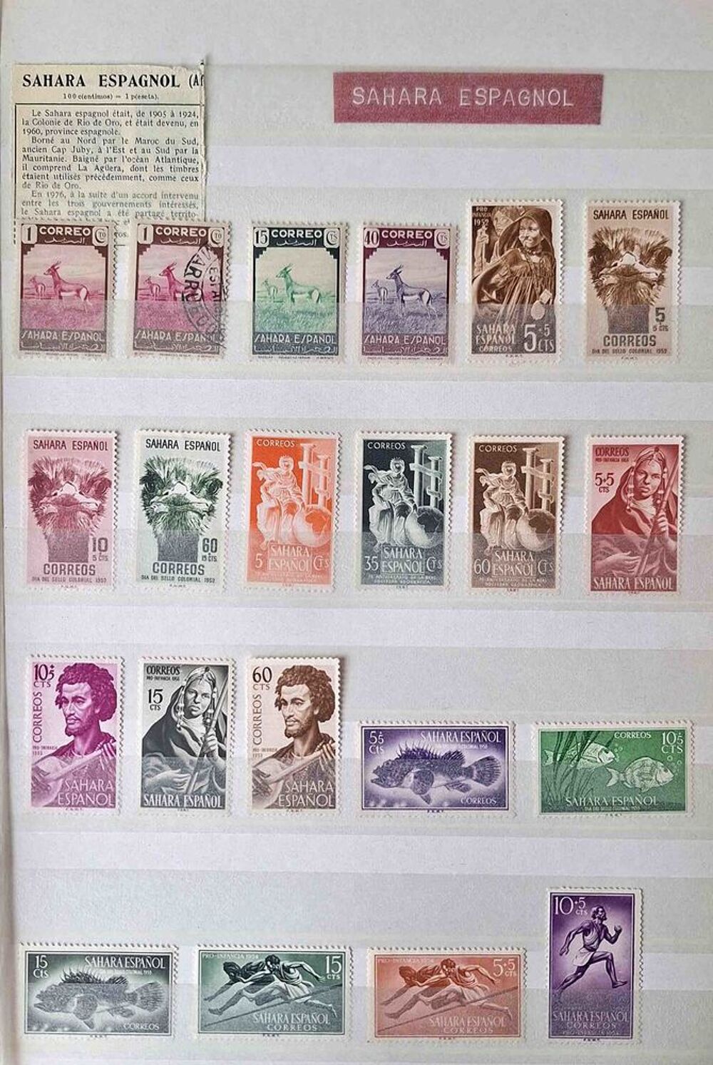 S&eacute;rie de timbres de collection du Sahara espagnol 
